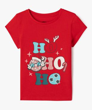 Tee-shirt manches courtes avec motif de Noël fille vue1 - GEMO 4G FILLE - GEMO