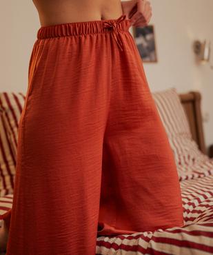 Pantalon de pyjama fluide en matière satinée femme vue1 - GEMO 4G FEMME - GEMO