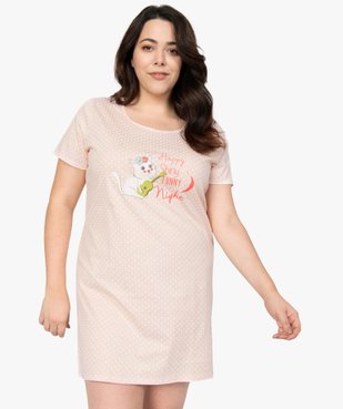 Chemise de nuit à manches courtes avec motifs femme grande taille vue2 - GEMO 4G FEMME - GEMO