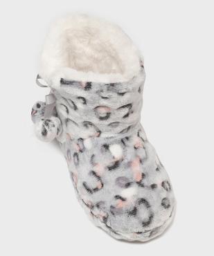 Chaussons boots en velours fourrés à pompons femme  vue5 - GEMO 4G FEMME - GEMO