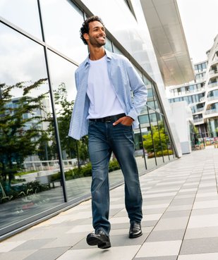 Chemise rayée coupe slim en coton stretch homme vue7 - GEMO 4G HOMME - GEMO