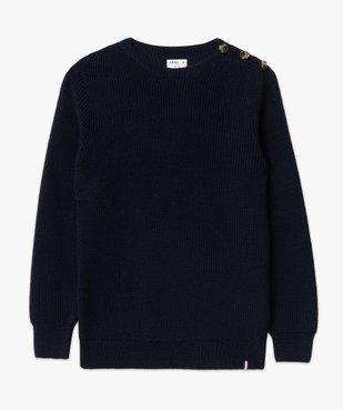 Pull en grosse maille unie avec boutons à l'épaule homme vue4 - GEMO (HOMME) - GEMO