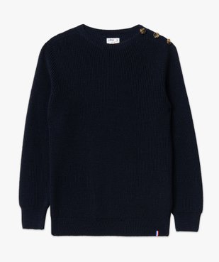 Pull en grosse maille unie avec boutons à l'épaule homme vue4 - GEMO (HOMME) - GEMO