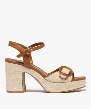 Sandales à talon plateforme en toile femme vue2 - FOLLOW ME - GEMO