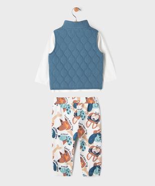 Ensemble 3 pièces bébé garçon : pantalon, tee-shirt et gilet sans manches vue4 - GEMO 4G BEBE - GEMO