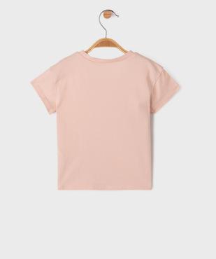 Tee-shirt manches courtes avec inscription pailletée bébé fille vue3 - GEMO(BEBE DEBT) - GEMO