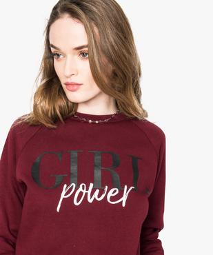 Sweat femme molletonné et imprimé à manches raglan vue2 - FOLLOW ME - GEMO