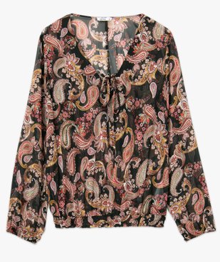 Blouse femme en voile imprimé avec finitions élastiques vue4 - GEMO(FEMME PAP) - GEMO