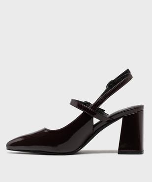 Escarpins sling-back vernis à bout pointu et talon large femme - Follow Me vue3 - FOLLOW ME - GEMO