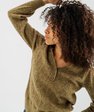 Pull fin col V femme vue1 - GEMO 4G FEMME - GEMO