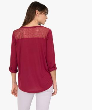 Tee-shirt femme à manches 3/4 boutonnées et dentelle au dos  vue3 - GEMO(FEMME PAP) - GEMO
