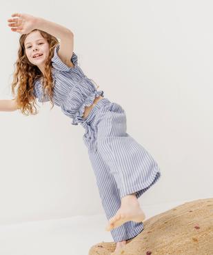 Pantalon fluide à rayures coupe ample fille vue1 - GEMO 4G FILLE - GEMO
