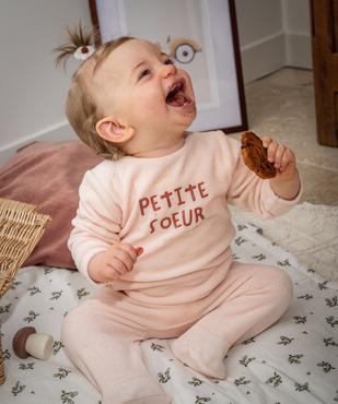 Pyjama en velours avec message sur le buste bébé vue1 - GEMO(BB COUCHE) - GEMO