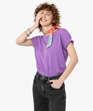 Tee-shirt femme à manches courtes avec col rond vue1 - GEMO(FEMME PAP) - GEMO