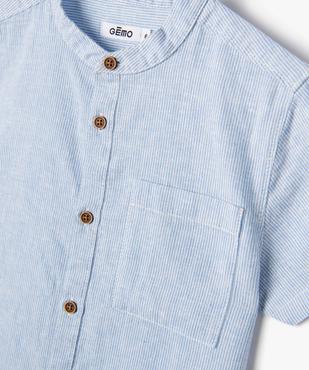 Chemise garçon rayée à manches courtes et col mao vue4 - GEMO (ENFANT) - GEMO