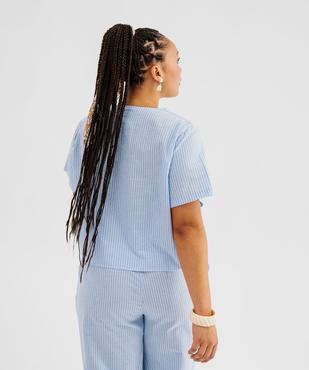Chemise rayée en coton fermeture liens femme grande taille vue3 - GEMO (G TAILLE) - GEMO