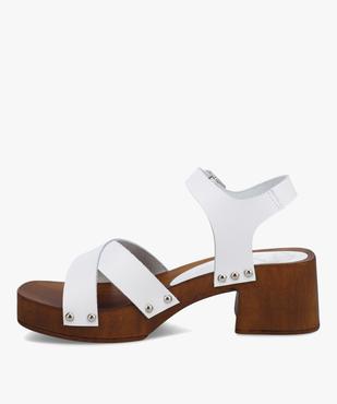 Sandales femme dessus cuir et semelle imitation bois - Tanéo vue3 - TANEO - GEMO