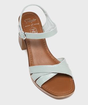 Sandales à talon haut en cuir verni avec brides croisées femme - Tanéo vue5 - TANEO - GEMO
