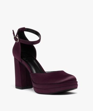 Escarpins femme à talon haut plateforme en satin  vue2 - FOLLOW ME - GEMO