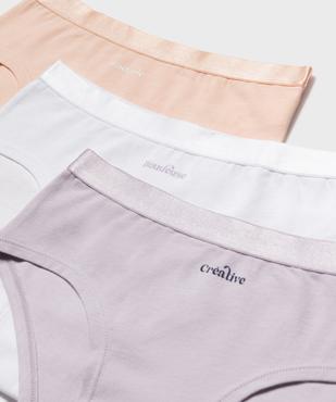 Shorties en coton stretch avec inscription fille (lot de 3) vue2 - GEMO 4G FILLE - GEMO