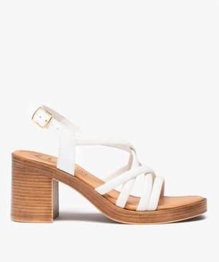 Sandales femme unies à talon carré et à fines brides croisées - Taneo vue1 - TANEO - GEMO