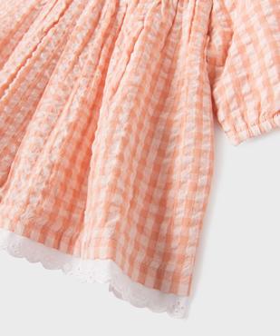 Robe à motif vichy et dentelle bébé fille vue2 - GEMO(BB COUCHE) - GEMO