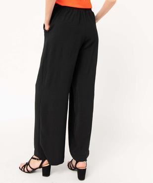 Pantalon femme en crêpe fluide à ceinture élastique et brides à nouer vue3 - GEMO(FEMME PAP) - GEMO