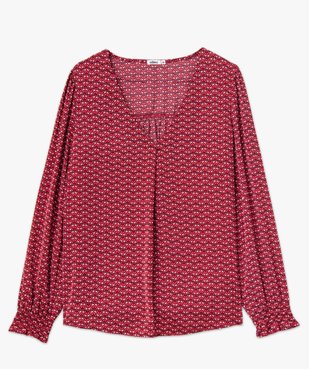 Blouse imprimée à manches longues avec col V femme vue4 - GEMO 4G FEMME - GEMO