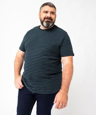 Tee-shirt à manches courtes en maille texturée à rayures homme vue6 - GEMO