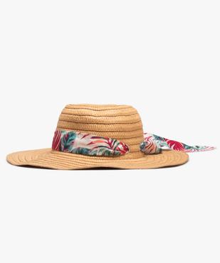 Chapeau femme en paille de papier avec foulard imprimé vue1 - GEMO (ACCESS) - GEMO