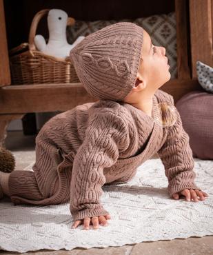 Bonnet de naissance à torsades en viscose vue1 - GEMO 4G BEBE - GEMO