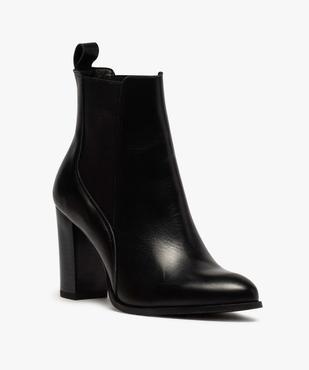 Boots femme à talon dessus style chelsea en cuir uni vue2 - GEMO(URBAIN) - GEMO