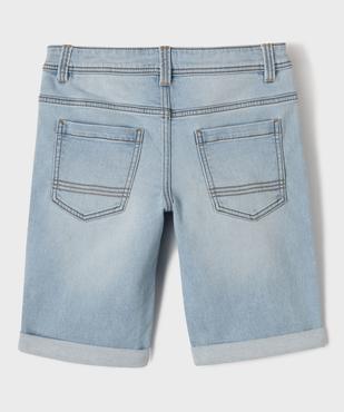 Bermuda en jean stretch coupe slim taille ajustable avec revers garçon vue4 - GEMO 4G GARCON - GEMO