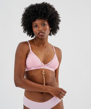 Soutien-gorge triangle en dentelle avec mousses amovibles vue2 - GEMO(HOMWR FEM) - GEMO