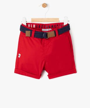 Short en twill avec ceinture tressée bébé garçon - LuluCastagnette vue1 - LULUCASTAGNETTE - GEMO