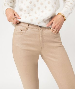 Pantalon pailleté coupe skinny taille haute femme vue2 - GEMO 4G FEMME - GEMO