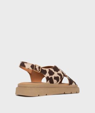 Sandales à semelle épaisse et brides croisées motif animalier femme vue5 - 5 MILES - GEMO