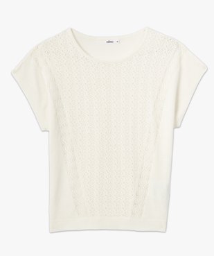 Pull femme à manches courtes avec devant ajouré vue4 - GEMO(FEMME PAP) - GEMO