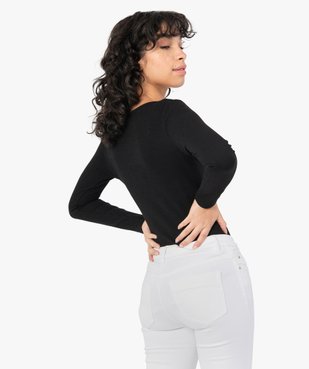 Tee-shirt femme forme body en maille côtelée vue3 - GEMO(FEMME PAP) - GEMO