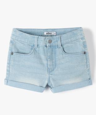 Short en jean extensible à revers fille vue1 - GEMO 4G FILLE - GEMO