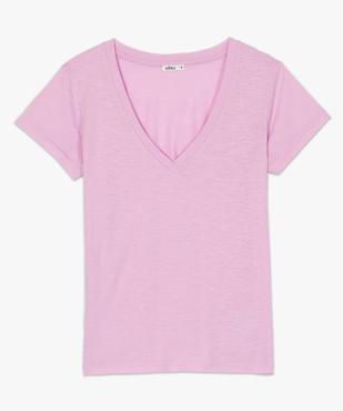 Tee-shirt femme à manches courtes et grand col V vue4 - GEMO(FEMME PAP) - GEMO