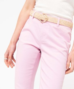 Pantacourt femme en toile denim avec ceinture tressée vue5 - GEMO 4G FEMME - GEMO