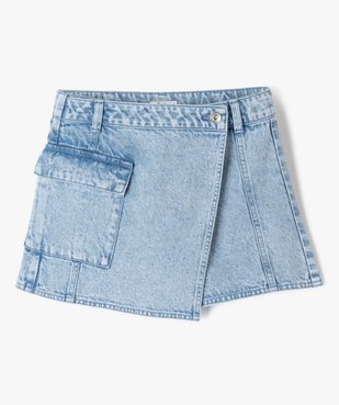 Jupe-short en jean avec poche à rabat fille vue1 - GEMO 4G FILLE - GEMO