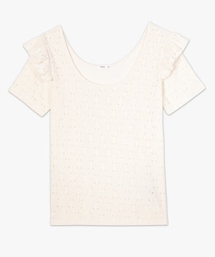 Tee-shirt femme en crêpe ajouré et volant vue4 - GEMO(FEMME PAP) - GEMO