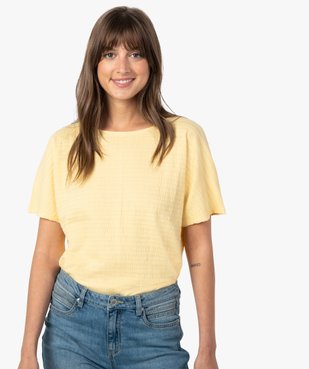 Tee-shirt femme à manches courtes en maille texturée vue1 - GEMO(FEMME PAP) - GEMO