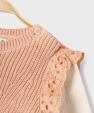 Pull avec manches en gaze de coton bébé fille vue3 - GEMO(BEBE DEBT) - GEMO
