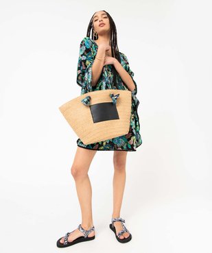 Sac de plage femme avec anses en tissu fleuri vue4 - GEMO (ACCESS) - GEMO