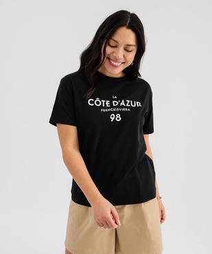 Tee-shirt manches courtes à message femme vue1 - GEMO 4G FEMME - GEMO