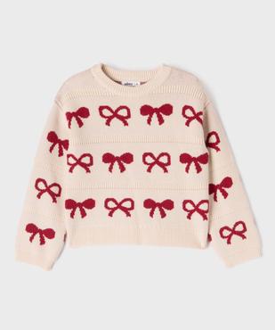 Pull oversize avec motifs noeuds fille vue1 - GEMO (ENFANT) - GEMO