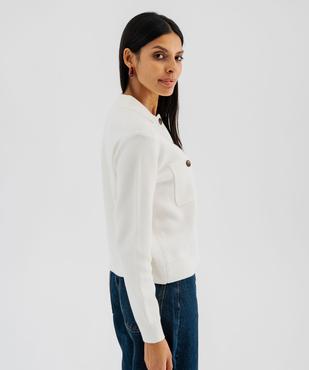 Cardigan à col polo avec poches poitrine femme vue3 - GEMO 4G FEMME - GEMO